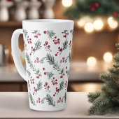 Elegante Kerst Waterverf Botanische Patroon Latte Mok