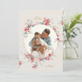 Elegante kerst waterverf gebladerte ovale foto feestdagenkaart (Staand voorkant)