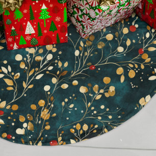 Elegante kerst Waterverf groen en bessen Kerstboom Rok