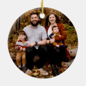 Elegante kerst Waterverf krans foto Keramisch Ornament (Achterkant)