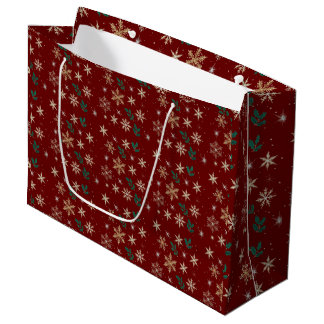 Elegante Kerst Waterverf Rood Donker Groot Cadeauzakje