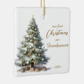 Elegante kerst Waterverf sneeuw Keramisch Ornament (Rechts)
