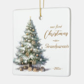Elegante kerst Waterverf sneeuw Keramisch Ornament (Links)