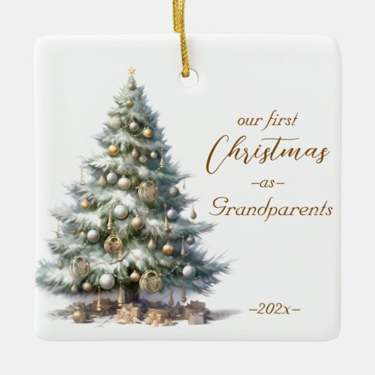 Elegante kerst Waterverf sneeuw Keramisch Ornament (Voorkant)