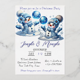 Elegante kerst Waterverf Snowy Folie Feestdagenkaart