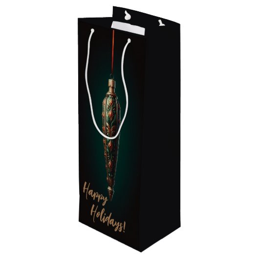 Elegante kerst wijn geschenk tas wijn cadeautas (Achterkant Gekanteld)