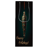 Elegante kerst wijn geschenk tas wijn cadeautas (Voorkant)