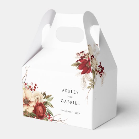 Elegante Kerst Winter Bloemen Bedankdoosjes (Voorkant Zijde)