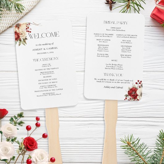 Elegante Kerst Winter Bloemen Handwaaier