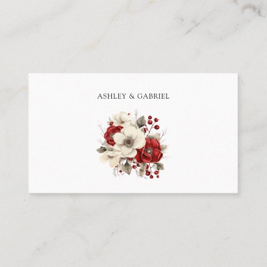 Elegante Kerst Winter Bloemen Plaatskaartje (Achterkant)