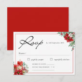 Elegante kerst | Winter bloemenbruiloft RSVP Kaartje (Voorkant / Achterkant)