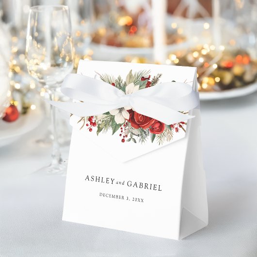 Elegante Kerst Winter Bloemstuk Bedankdoosjes