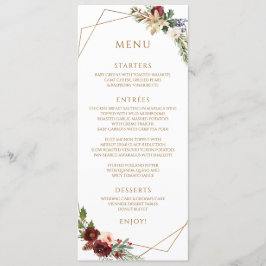 Elegante kerst winter bruiloft bordeaux goud menu