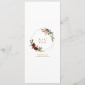 Elegante Kerst Winter Bruiloft Burgundy Goud Menu (Achterkant)