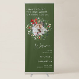 Elegante kerst | Winter bruiloft welkom groen Roll-up Banner