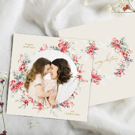 Elegante Kerst Winter Foliage Arch Foto Feestdagenkaart