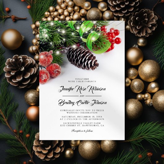 Elegante Kerst Winter Huwelijk Kaart