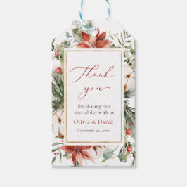 Elegante kerst winter rood goud bruiloft cadeaulabel