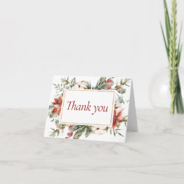 Elegante Kerst Winter Rood Goud Bruiloft Feest Bedankkaart