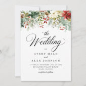 Elegante Kerst Winter Waterverf bruiloft Kaart (Voorkant)