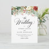 Elegante Kerst Winter Waterverf bruiloft Kaart (Staand voorkant)