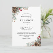 Elegante Kerst Winter Waterverf bruiloft Kaart (Staand voorkant)