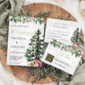 Elegante Kerst Winter Wedding Details Behuizing Informatiekaartje