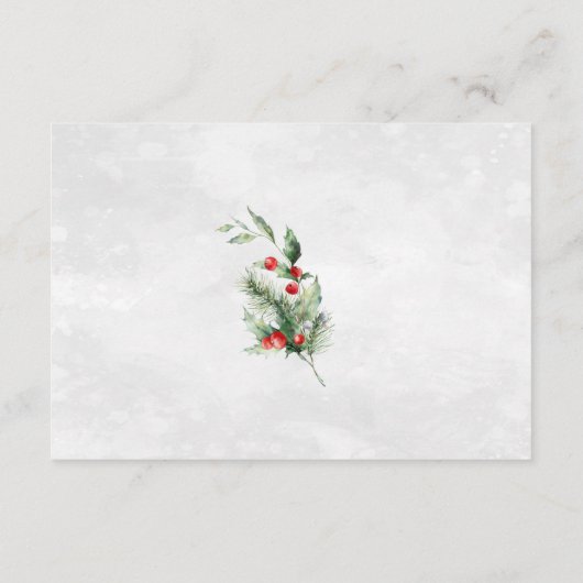 Elegante Kerst Winter Wedding Details Behuizing Informatiekaartje (Achterkant)