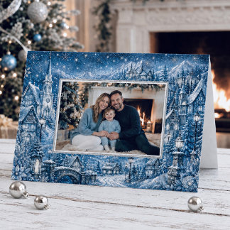 Elegante Kerst Winter Wonderland Foto Feestdagen Kaart