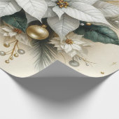 Elegante Kerst Witte Poinsettia Bloem Cadeaupapier (Hoek)