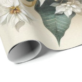 Elegante Kerst Witte Poinsettia Bloem Cadeaupapier (Rol Hoek)