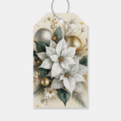 Elegante Kerst Witte Poinsettia Bloemen Cadeaulabel (Achterkant)
