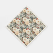 Elegante Kerst Witte Rozen & Rode Winter Berry Servet (Hoek)