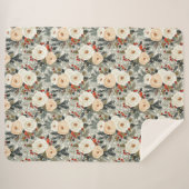 Elegante Kerst Witte Rozen & Rode Winter Berry Sherpa Deken (Voorkant (horizontaal))