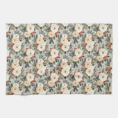 Elegante Kerst Witte Rozen & Rode Winter Berry Theedoek (Horizontaal)