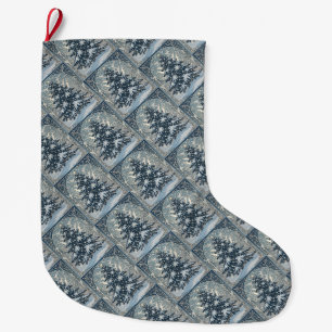Elegante Kerst Yule Boom Sneeuwvlokken en Sterren Grote Kerstsok