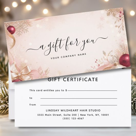 Elegante kerst zakelijke cadeaubon