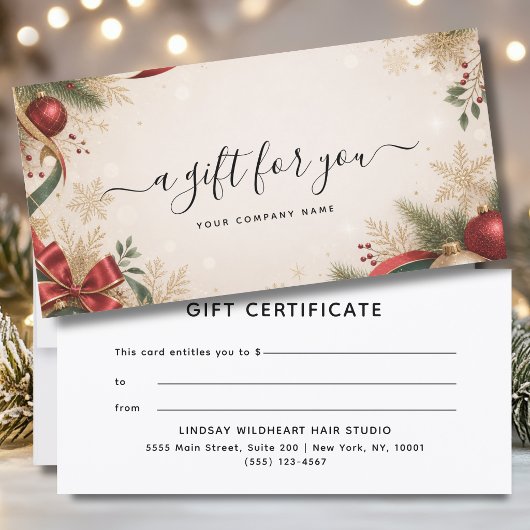 Elegante kerst zakelijke cadeaubon
