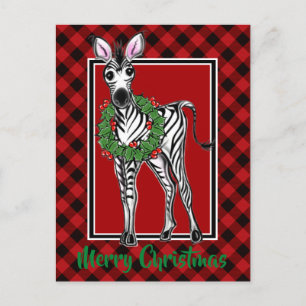 Elegante Kerst Zebra rood zwarte vakantieplaid Briefkaart