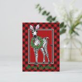 Elegante Kerst Zebra rood zwarte vakantieplaid Briefkaart (Staand voorkant)