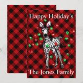 Elegante kerst Zebra twinkellichtjes Feestdagenkaart (Voorkant / Achterkant)