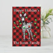 Elegante kerst Zebra twinkellichtjes Feestdagenkaart (Staand voorkant)