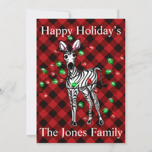 Elegante kerst Zebra twinkellichtjes Feestdagenkaart