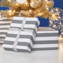 Elegante kerst zilver en wit gestreept cadeaupapier