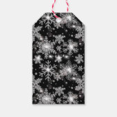 Elegante Kerst zwarte witte zilveren sneeuwvlokken Cadeaulabel (Voorkant)