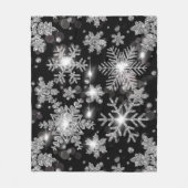 Elegante Kerst zwarte witte zilveren sneeuwvlokken Fleece Deken (Voorkant)