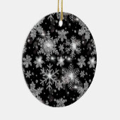 Elegante Kerst zwarte witte zilveren sneeuwvlokken Keramisch Ornament (Rechts)