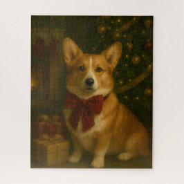 Elegante Kerstavond Corgi Legpuzzel