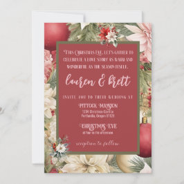 Elegante Kerstavond Romantische Fotobruiloft Kaart