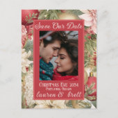 Elegante Kerstavond Romantische Fototrouwfoto Aankondigingskaart (Voorkant)